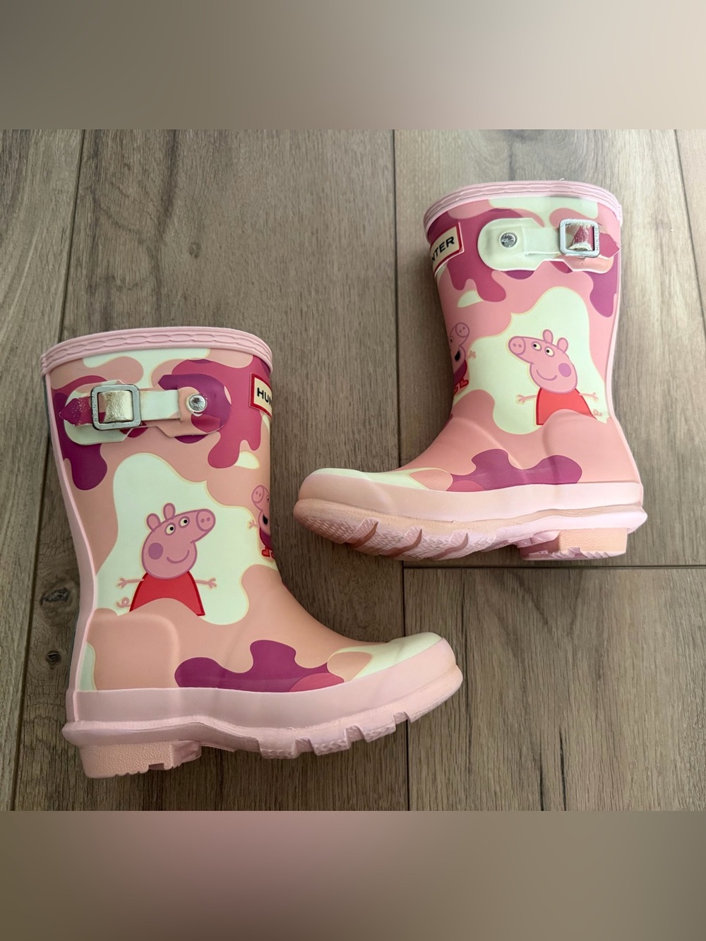 Hunter Girls Peppa Pig Muddy Puddles Rain Boots Pink Size US 11